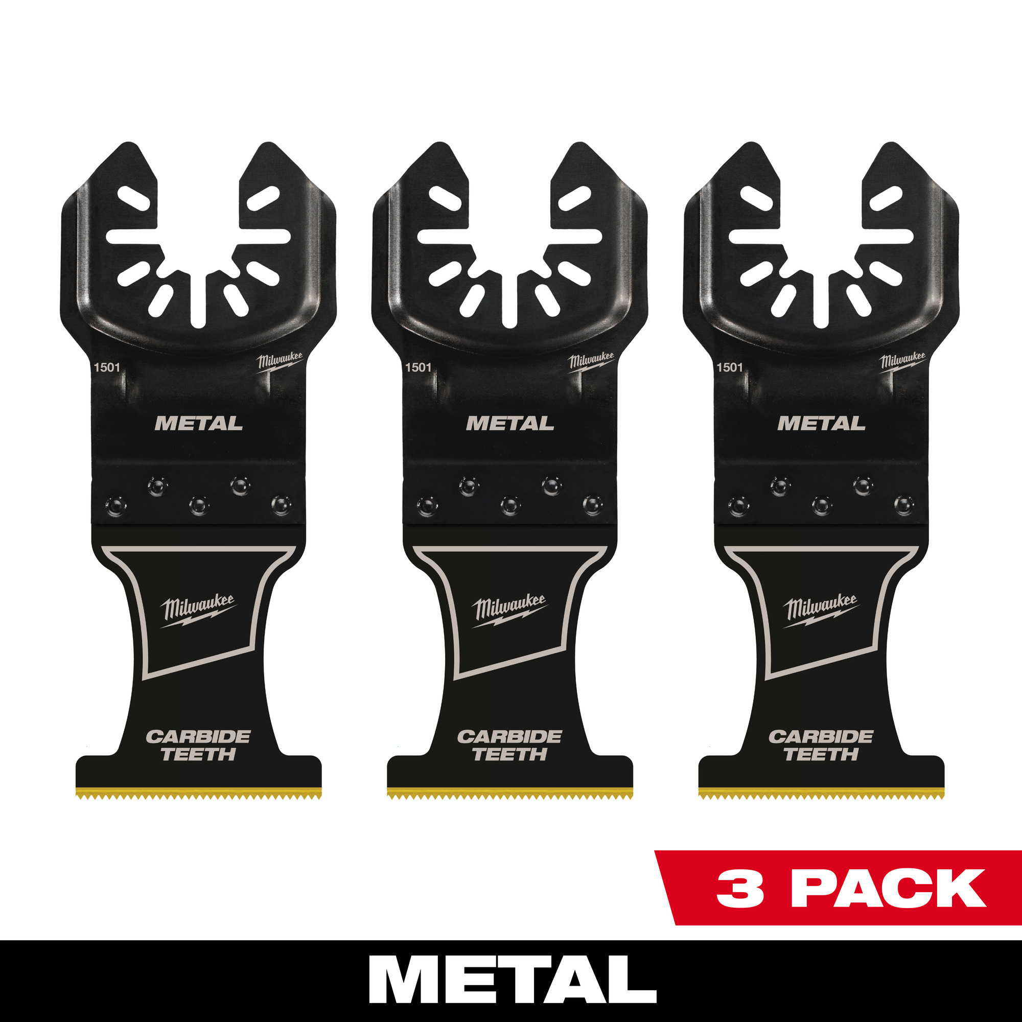 Milwaukee Universal Fit Open-Lok 1/3/8in. Titanium Carbide Teeth Metal Blade Set, 3-Pc., For Oscillating Multi-Tools, Model# 49-25-1503